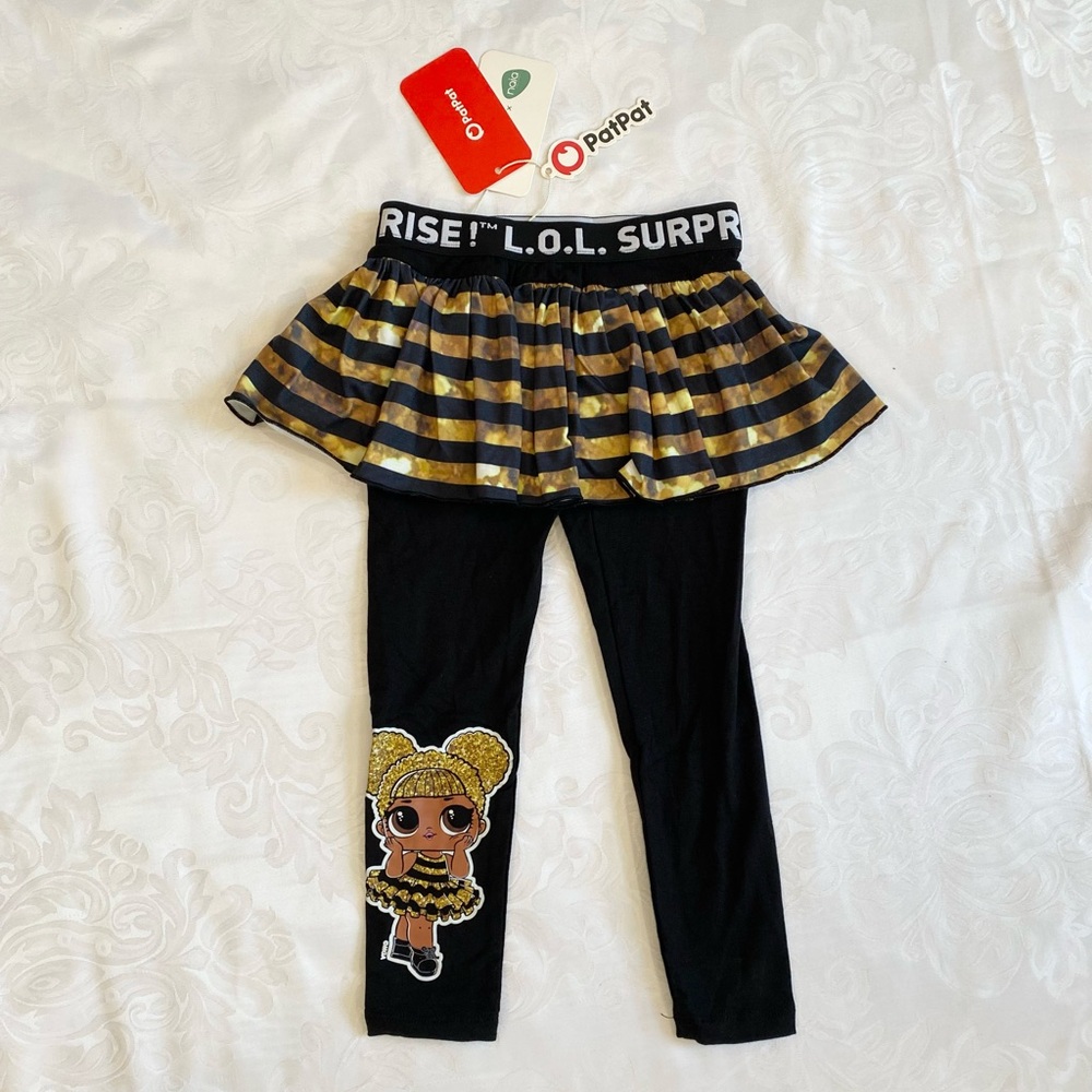 Patpat L.O.L. Surprise! Girls Skirt Leggings, Black, Size 3Y